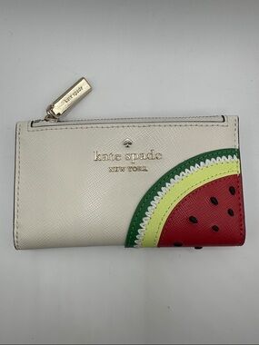 Kate Spade New York cream wallet with red watermelon appliqué What-a-Melon